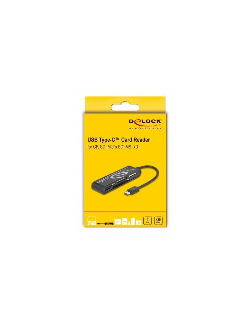 DELOCK card reader 91739 για micro SD/SD/CF/MS/xD, USB-C, μαύρο