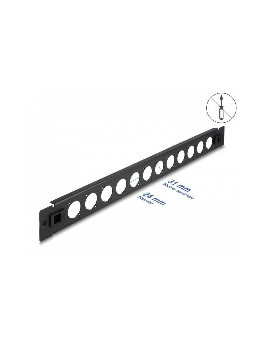 DELOCK D-Type patch panel 66900, 19"/1U, 12x ports, μαύρο