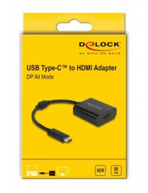 DELOCK αντάπτορας USB-C σε HDMI 64175, 8K/30Hz, HDR, μαύρος