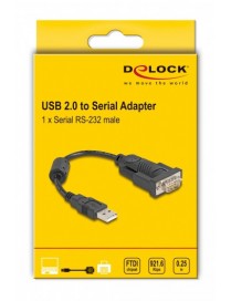 DELOCK καλώδιο USB σε RS-232 61549, 921.6Kbps, 0.25m, μαύρο