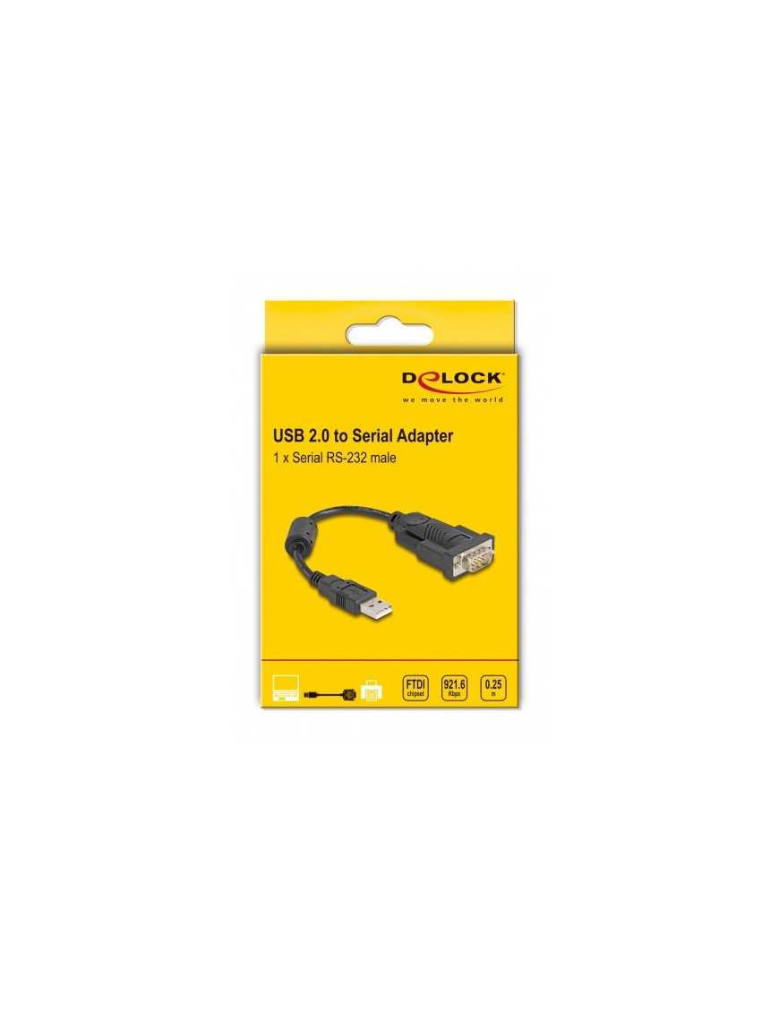 DELOCK καλώδιο USB σε RS-232 61549, 921.6Kbps, 0.25m, μαύρο