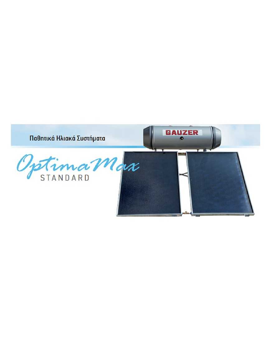 Gauzer Optima Max Standard Ηλιακός Θερμοσίφωνας 100L BC10-15 Glass Διπλής Ενέργειας με 1.5τ.μ. Συλλέκτη