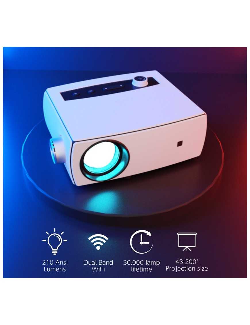 POWERTECH LED βιντεοπροβολέας PT-983, Full HD, Dolby Audio, WiFi, λευκός