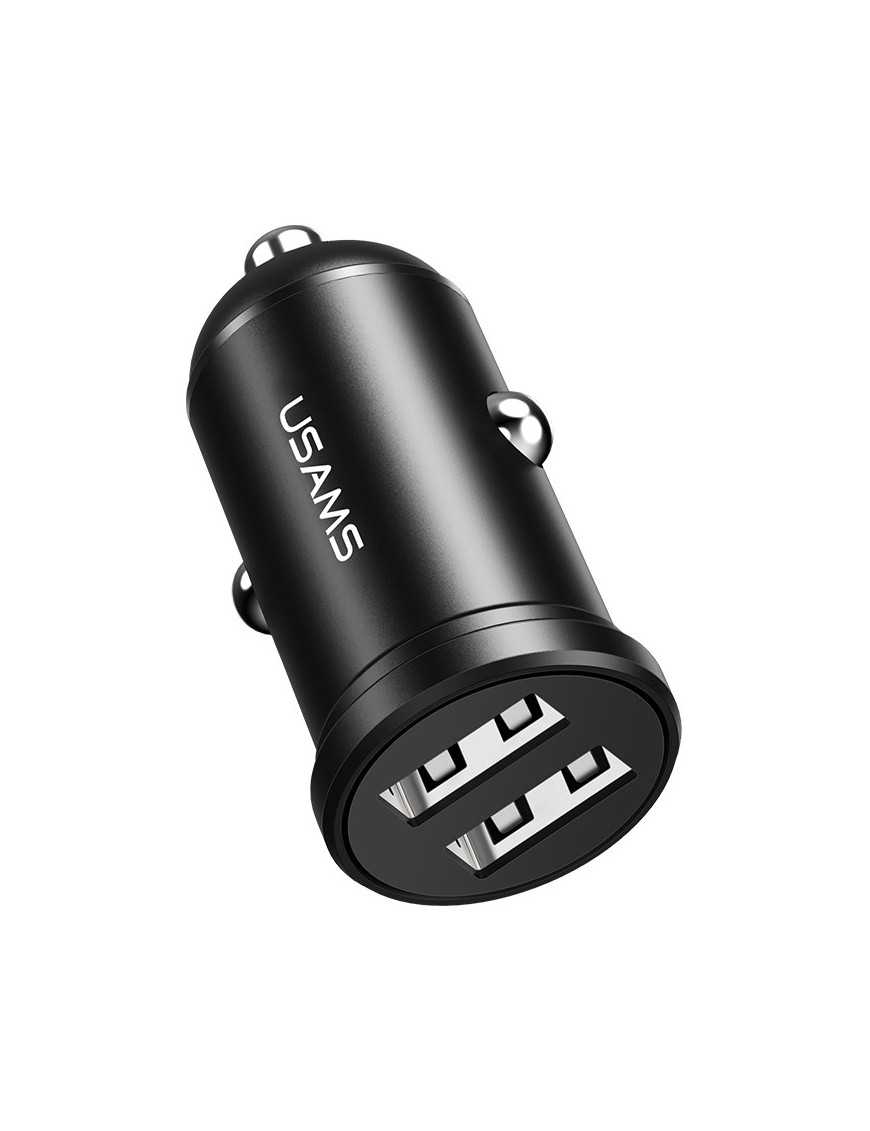 USAMS φορτιστής αυτοκινήτου C20, 2x USB, 2.4A, μαύρο