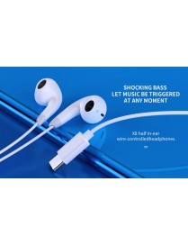 YISON earphones με μικρόφωνο X8, USB-C, 13mm, 1.2m, λευκά