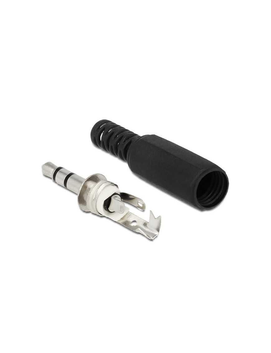 DELOCK Βύσμα 3.5mm Stereo, 3 pin, Bend Protection, πλαστικό, μαύρο