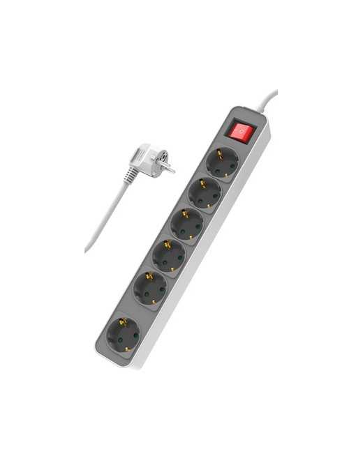 POWERTECH πολύπριζο ασφαλείας PT-1058, 6x schuko, 16A, 1.4m, λευκό