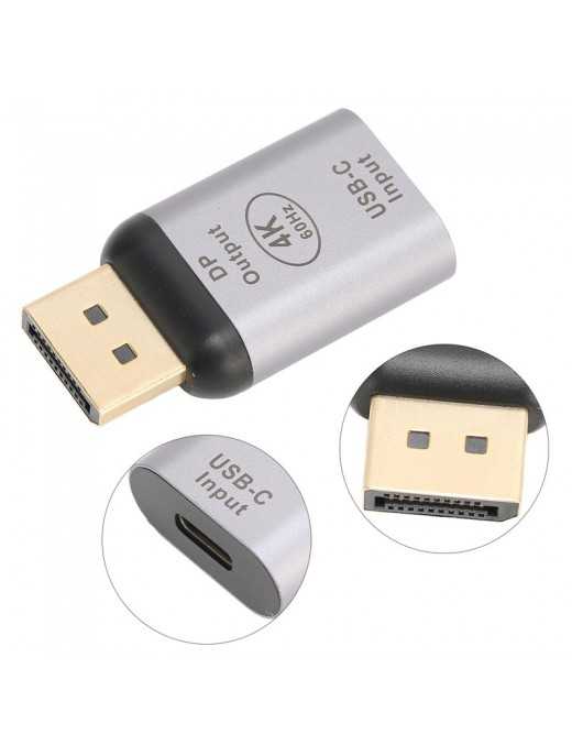 POWERTECH αντάπτορας USB-C σε DisplayPort PTH-096, 4K/60Hz, γκρι