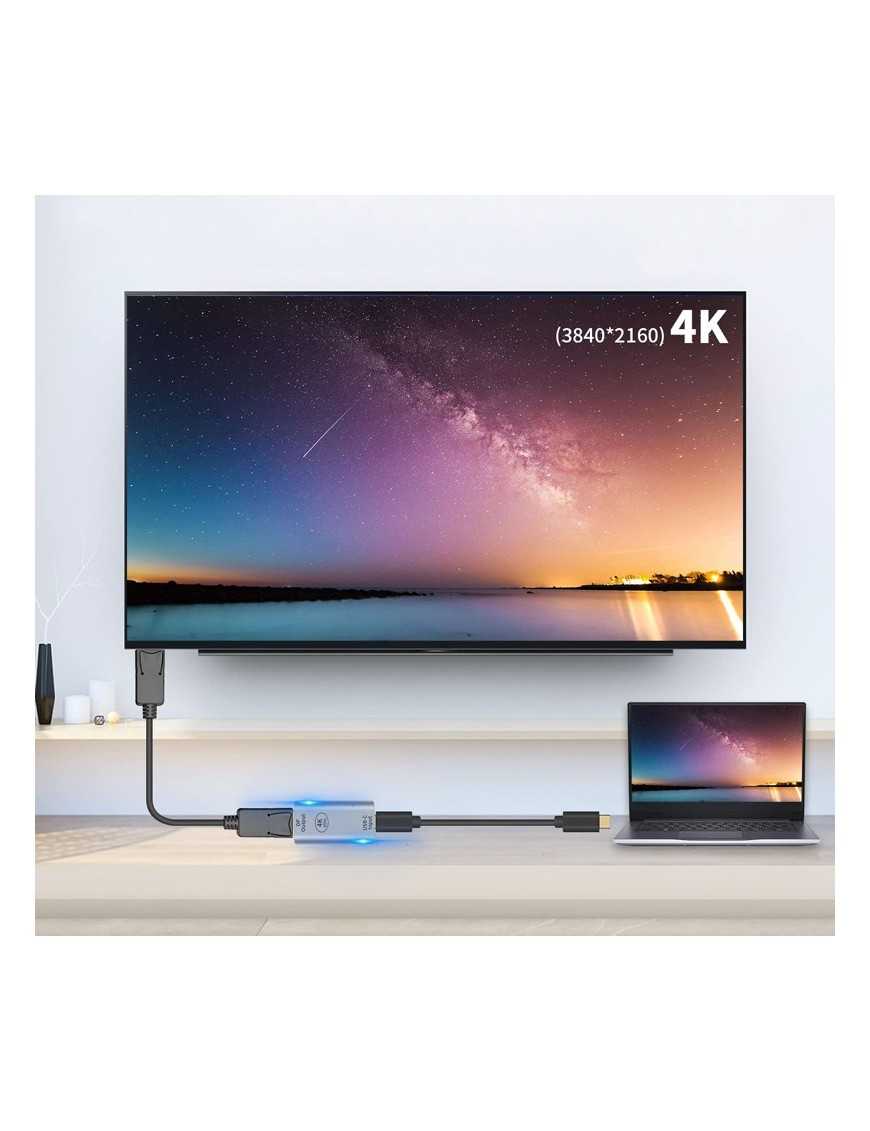 POWERTECH αντάπτορας USB-C σε DisplayPort PTH-097, 4K/60Hz, γκρι