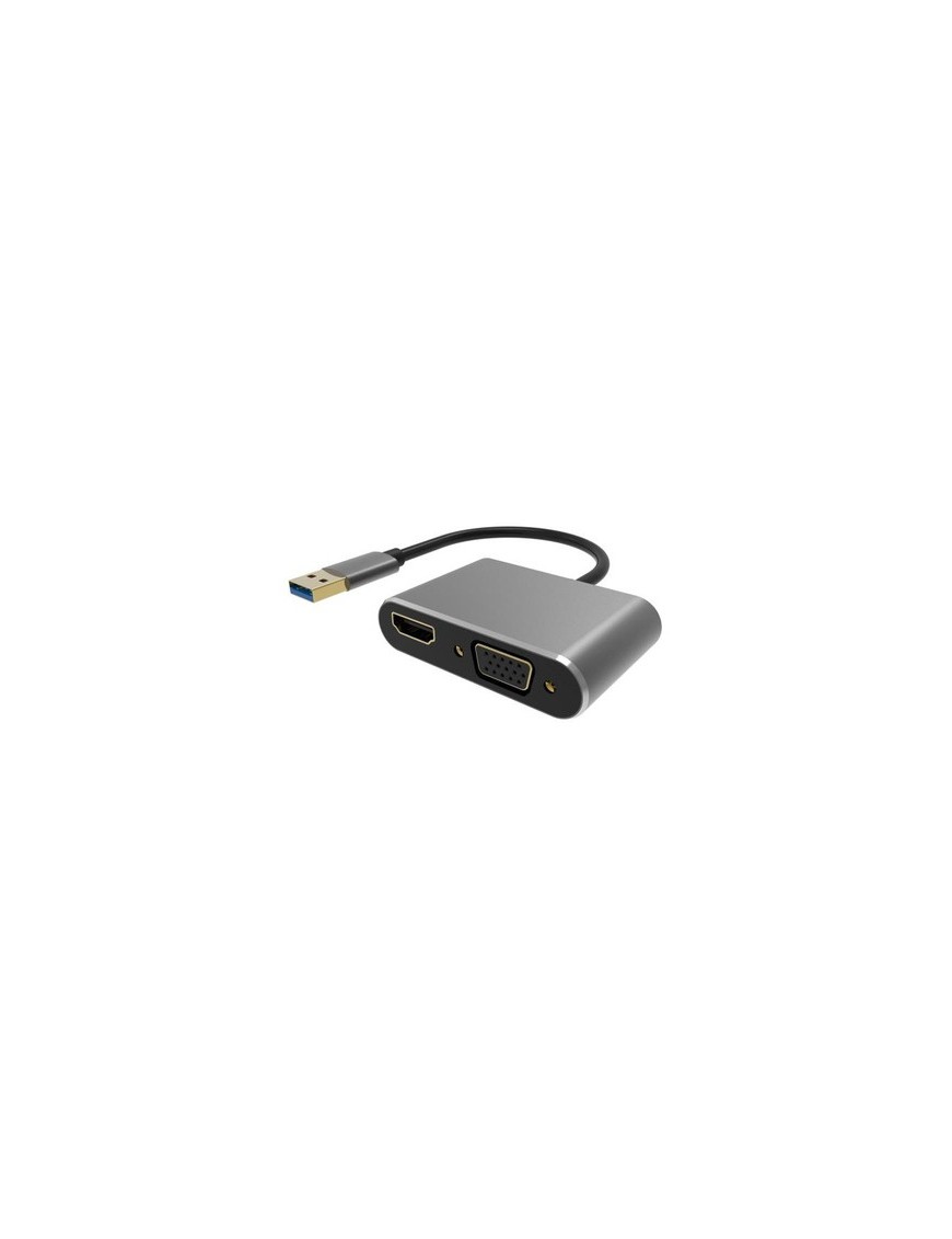 POWERTECH αντάπτορας USB σε HDMI & VGA PTH-101, 4K/30Hz, γκρι