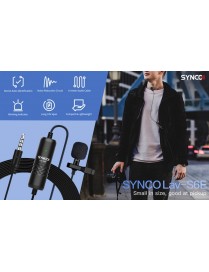 SYNCO μικρόφωνο Lav-S6E με clip-on, omnidirectional, 3.5mm, 6m, μαύρο