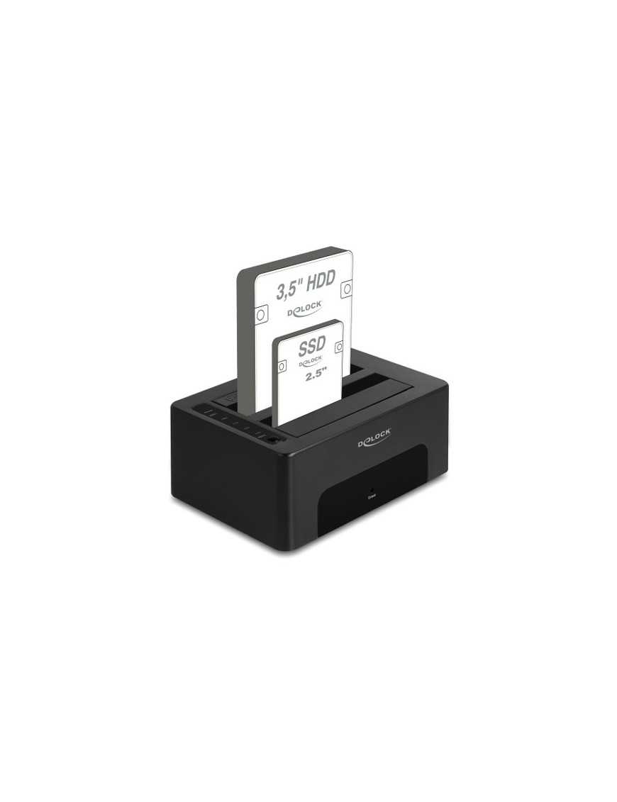 DELOCK docking station 64187, clone/erase function, 2x SSD/HDD, 5Gb/s
