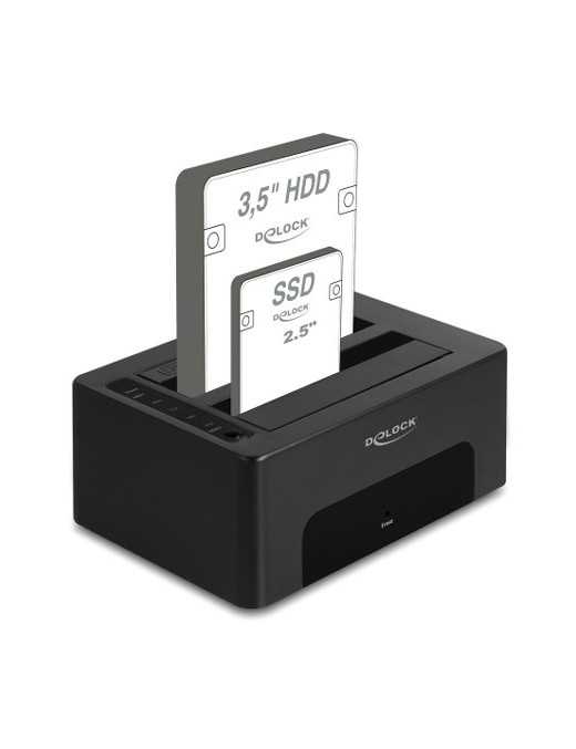 DELOCK docking station 64187, clone/erase function, 2x SSD/HDD, 5Gb/s
