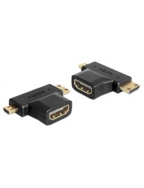 DELOCK αντάπτορας HDMI σε HDMI mini & micro 65446, gold plated, μαύρος