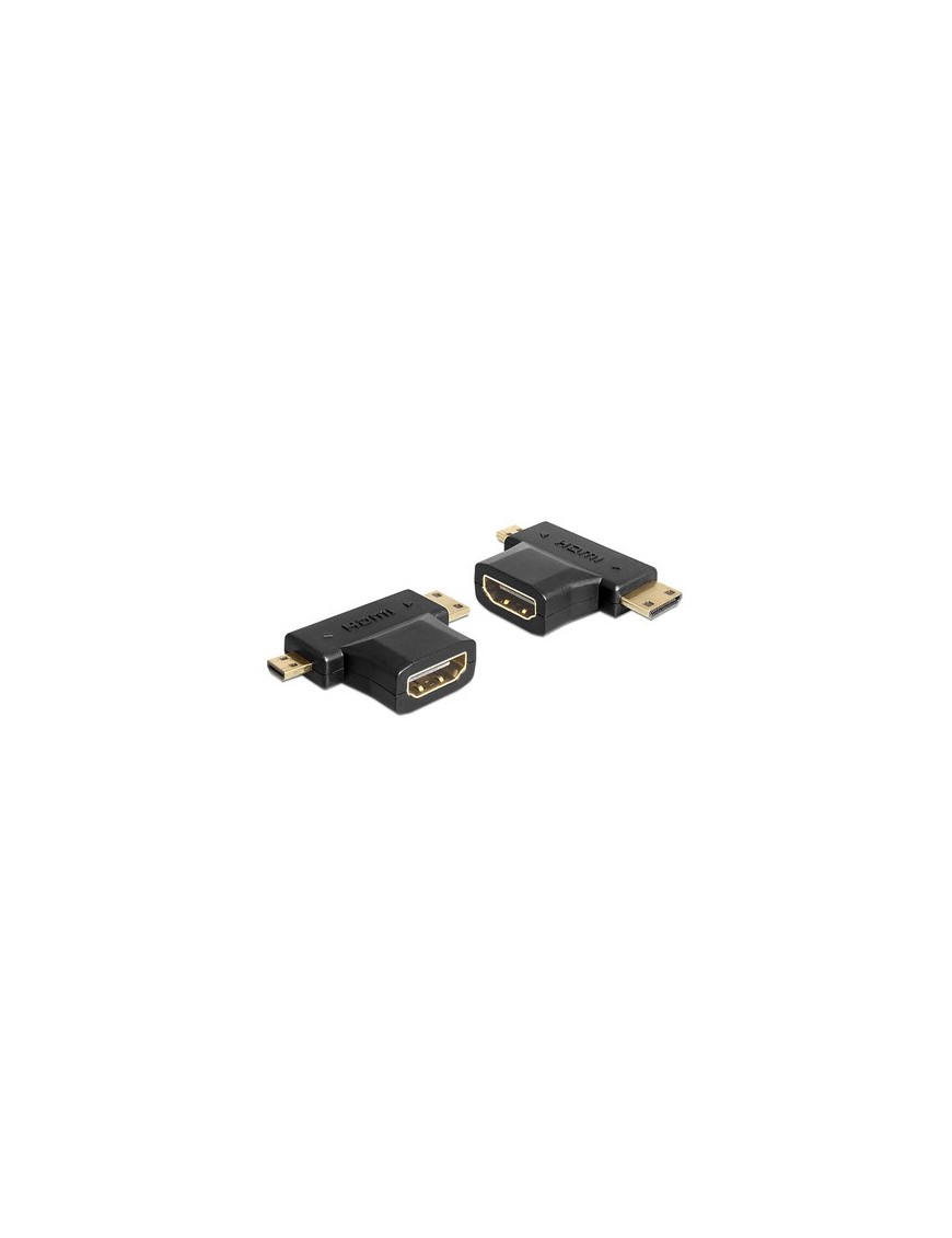 DELOCK αντάπτορας HDMI σε HDMI mini & micro 65446, gold plated, μαύρος