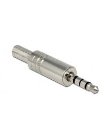 DELOCK Βύσμα 3.5mm Stereo, 4 pin, Bend Protection, metal, ασημί