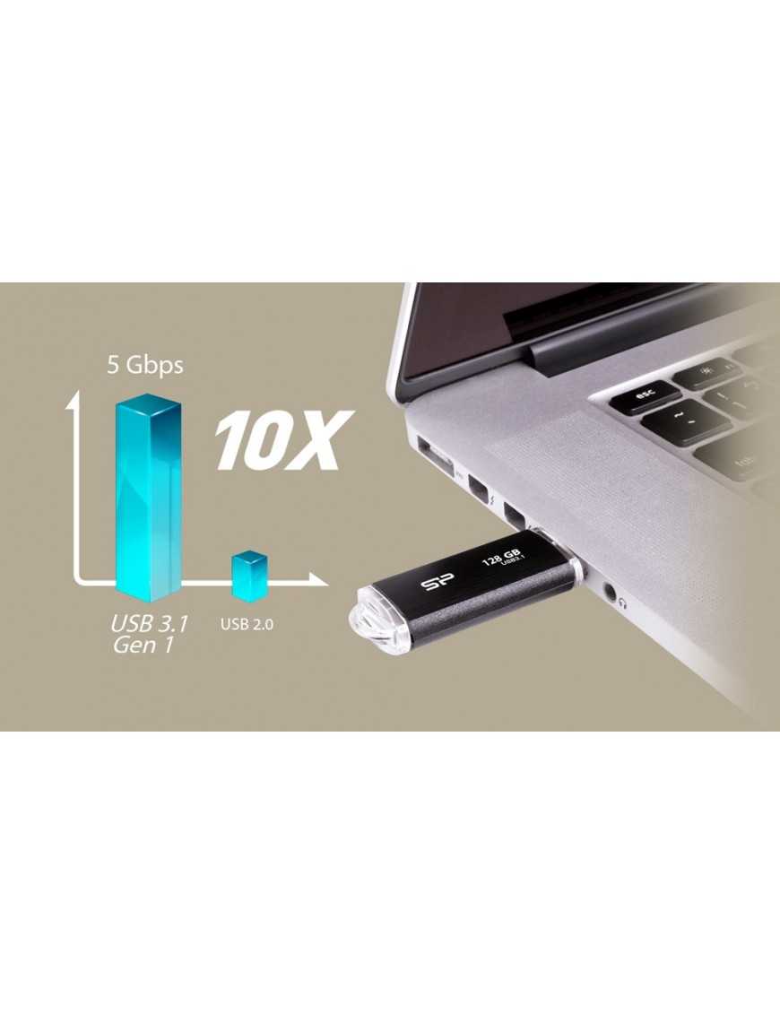 SILICON POWER USB Flash Drive Blaze B02, 128GB, USB 3.2, μαύρο