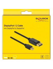 DELOCK καλώδιο DisplayPort σε DisplayPort Mini 82438, 4K/60Hz, 2m, μαύρο