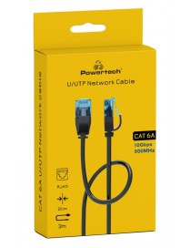 POWERTECH καλώδιο δικτύου PTR-0144 Cat 6a U/UTP, copper, slim, 3m, μαύρο