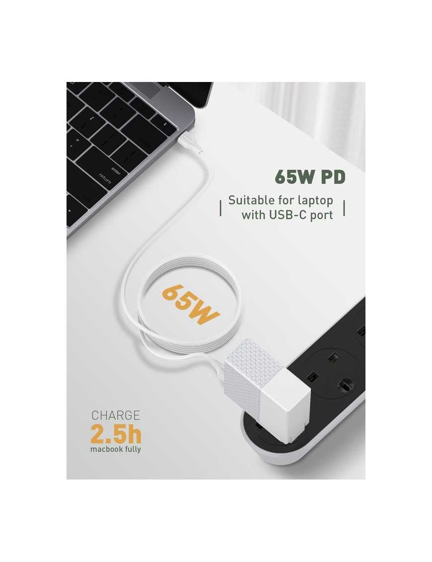 LDNIO καλώδιο USB-C σε USB-C LC121C, 65W PD, 1m, λευκό
