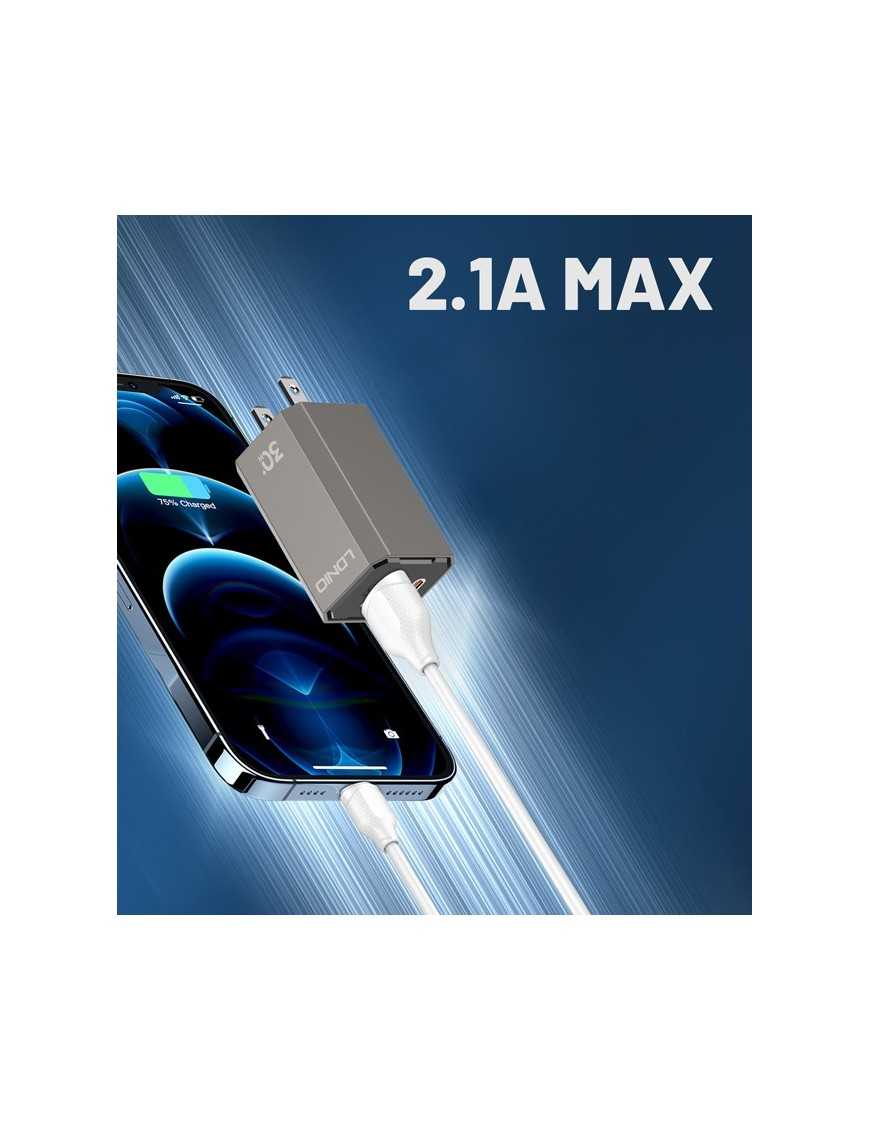 LDNIO καλώδιο USB-C σε USB LS372, 2.1A, 2m, λευκό LDNIO καλώδιο USB-C σε USB LS372, 2.1A, 2m, λευκό