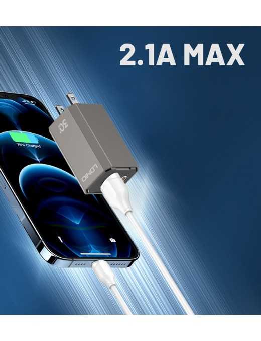 LDNIO καλώδιο USB-C σε USB LS372, 2.1A, 2m, λευκό LDNIO καλώδιο USB-C σε USB LS372, 2.1A, 2m, λευκό