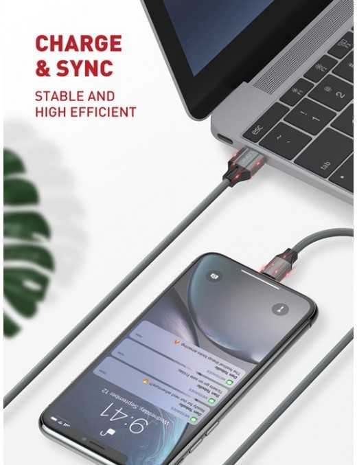 LDNIO καλώδιο USB-C σε USB LS442, 2.4A, 2m, γκρι LDNIO καλώδιο USB-C σε USB LS442, 2.4A, 2m, γκρι