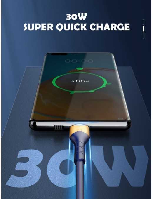 LDNIO καλώδιο Lightning σε USB LS801, 30W, 1m, μπλε LDNIO καλώδιο Lightning σε USB LS801, 30W, 1m, μπλε