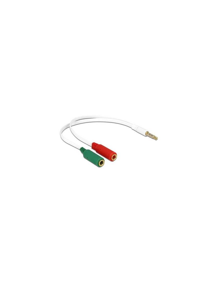 DELOCK καλώδιο 3.5mm 4-pin σε 2x 3.5mm 3-pin θηλυκό 65447, λευκό