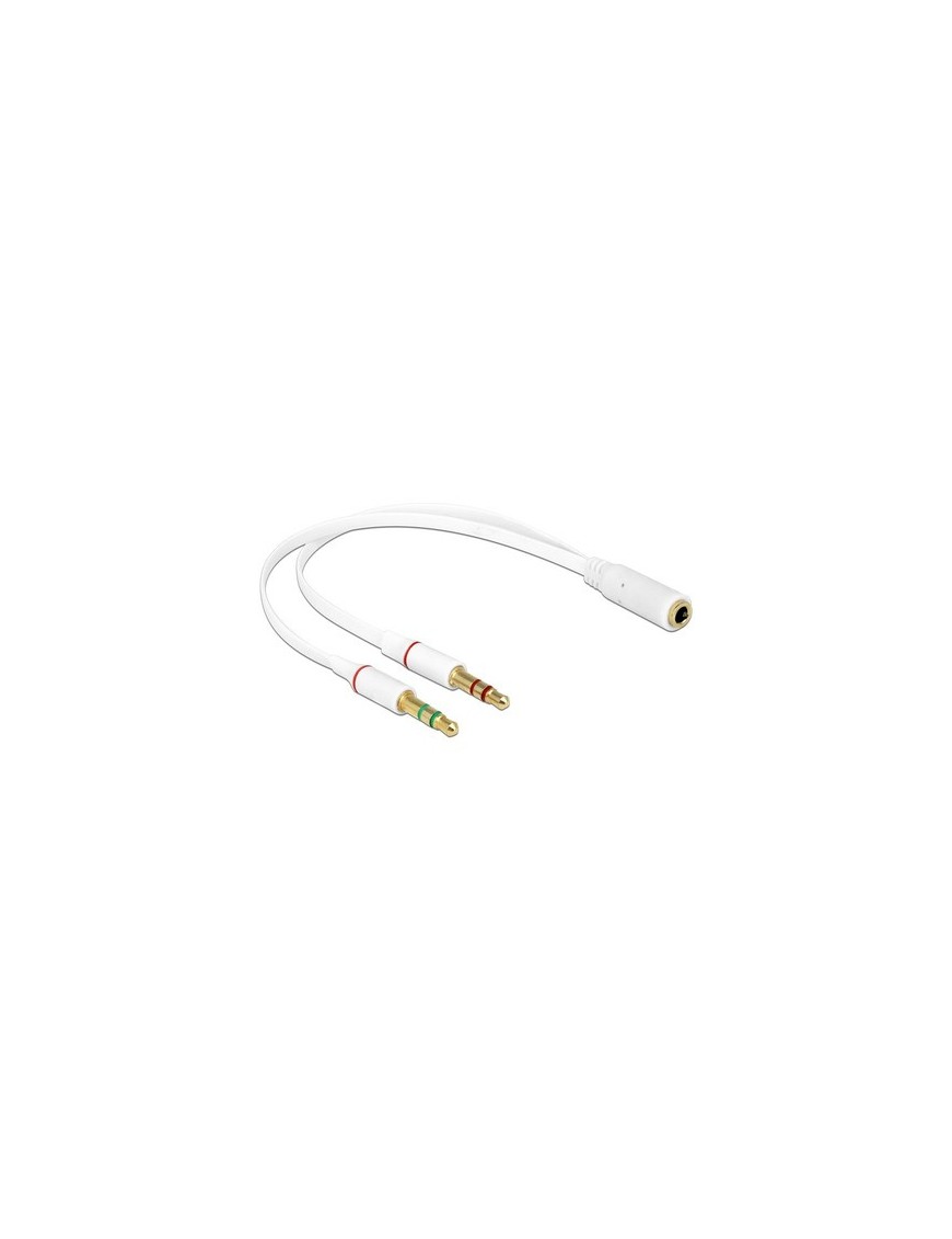 DELOCK καλώδιο 3.5mm 4-pin jack σε 2x 3.5m 3-pin 65585, λευκό