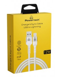 POWERTECH καλώδιο USB σε Lightning PTR-0126, 12W 2.4A, copper, 1m, λευκό