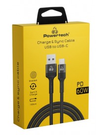 POWERTECH καλώδιο USB σε USB-C PTR-0128, PD 60W, copper, 1m, μαύρο