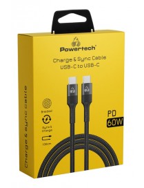 POWERTECH καλώδιο USB-C PTR-0130, PD 60W, copper, 1m, μαύρο