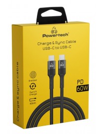 POWERTECH καλώδιο USB-C PTR-0131, PD 60W, copper, 60cm, μαύρο