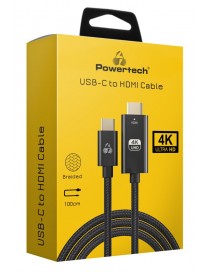 POWERTECH καλώδιο USB-C σε HDMI PTR-0137, 4K/60Hz, 10.2Gbit/s, 1m, μαύρο