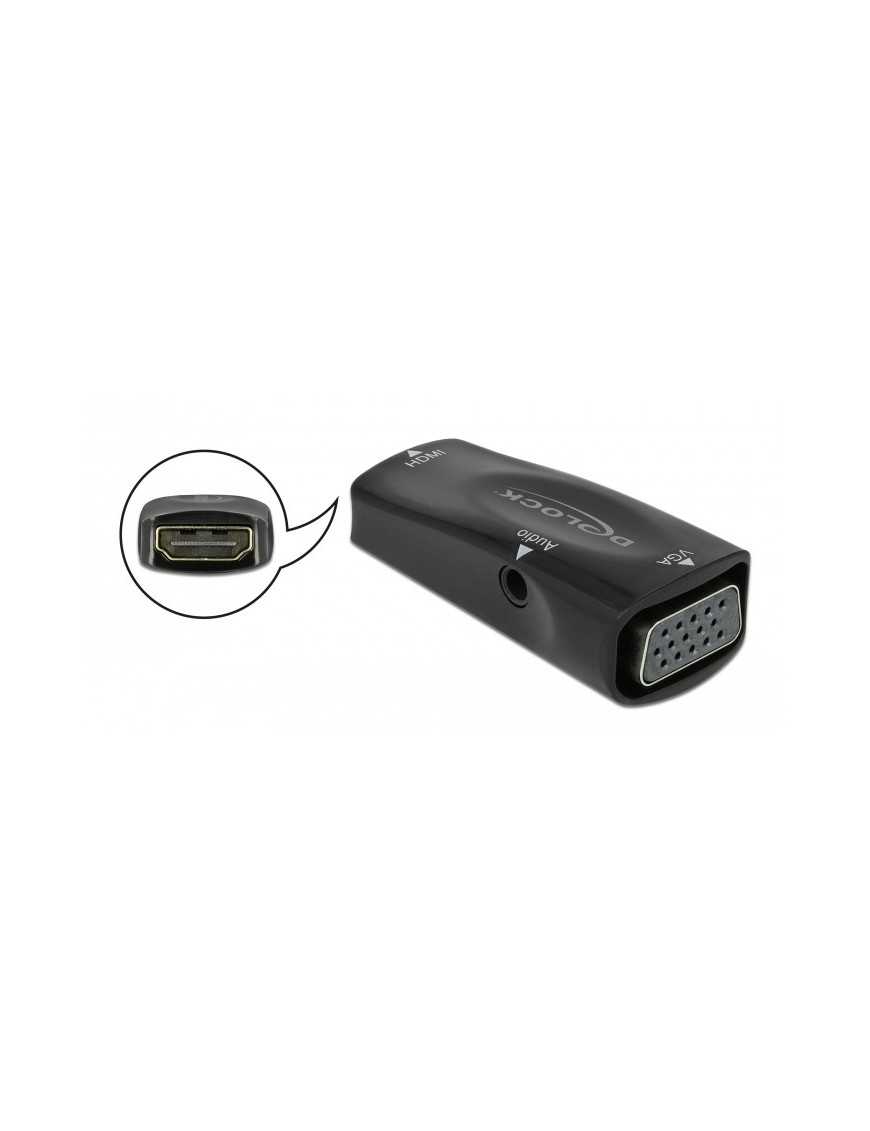 DELOCK αντάπτορας HDMI σε VGA 66560, με audio, 1080p/60Hz, μαύρος