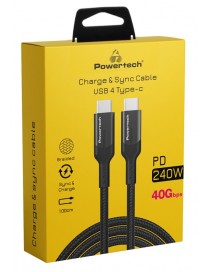 POWERTECH καλώδιο USB-C PTR-0139, PD 240W, 40Gbps, copper, 1m, μαύρο