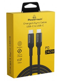 POWERTECH καλώδιο USB-C PTR-0140, PD 240W 5A, copper, 1m, μαύρο