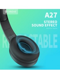 CELEBRAT headphones A27, wireless & wired, Bluetooth 5.3, Φ40mm, μαύρα