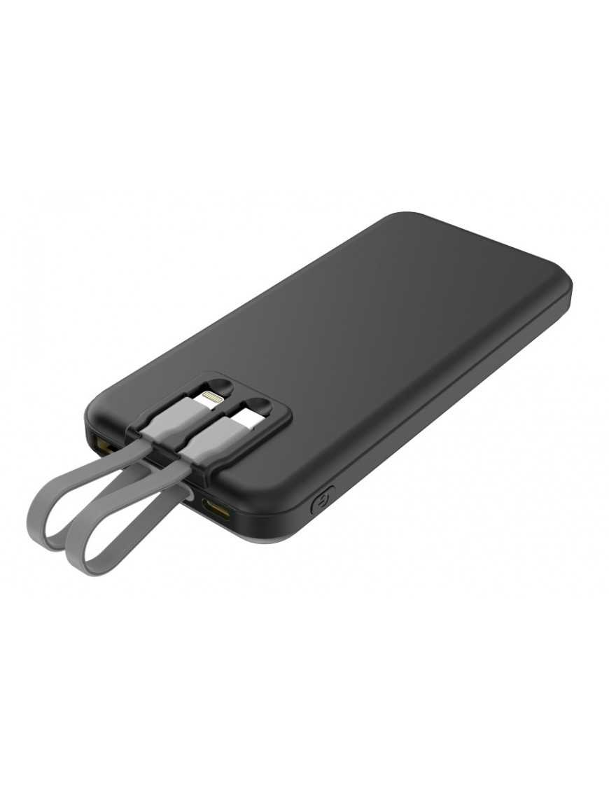 POWERTECH power bank με καλώδια και οθόνη PT-1135 10000mAh, 22.5W, μαύρο