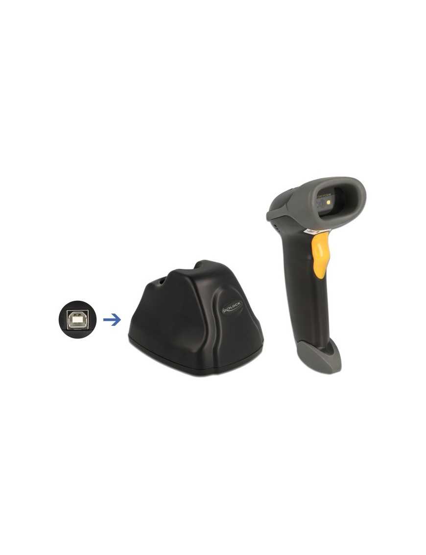 DELOCK barcode scanner 90550, 1D & 2D, ασύρματο, με βάση φόρτισης, μαύρο