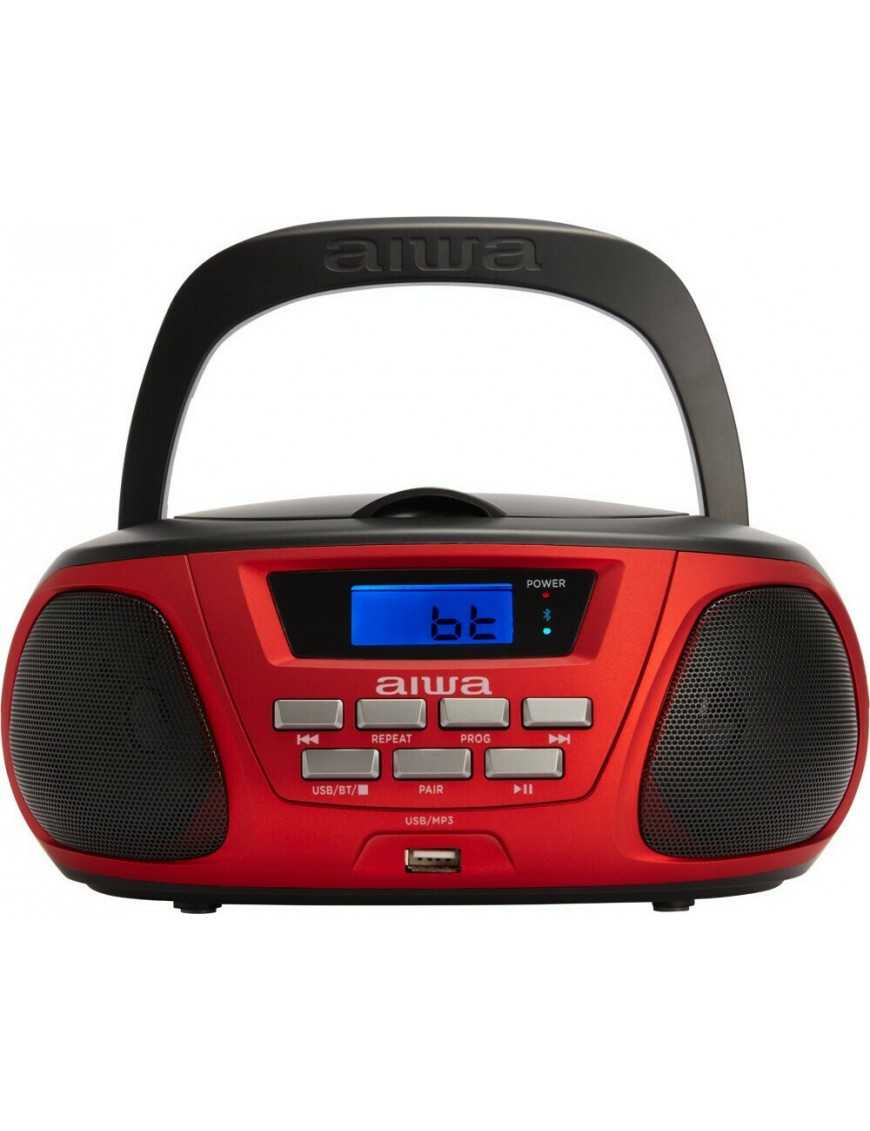 Aiwa Φορητό Ηχοσύστημα BBTU-300RD με Bluetooth / CD / MP3 / USB / Ραδιόφωνο σε Κόκκινο Χρώμα