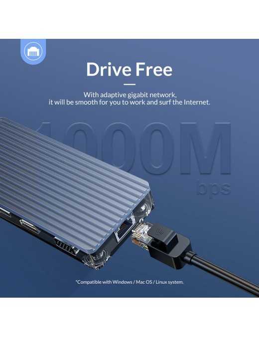 ORICO docking station WB-11P, 11 θυρών, USB-C σύνδεση, 100W PD, 4K, γκρι