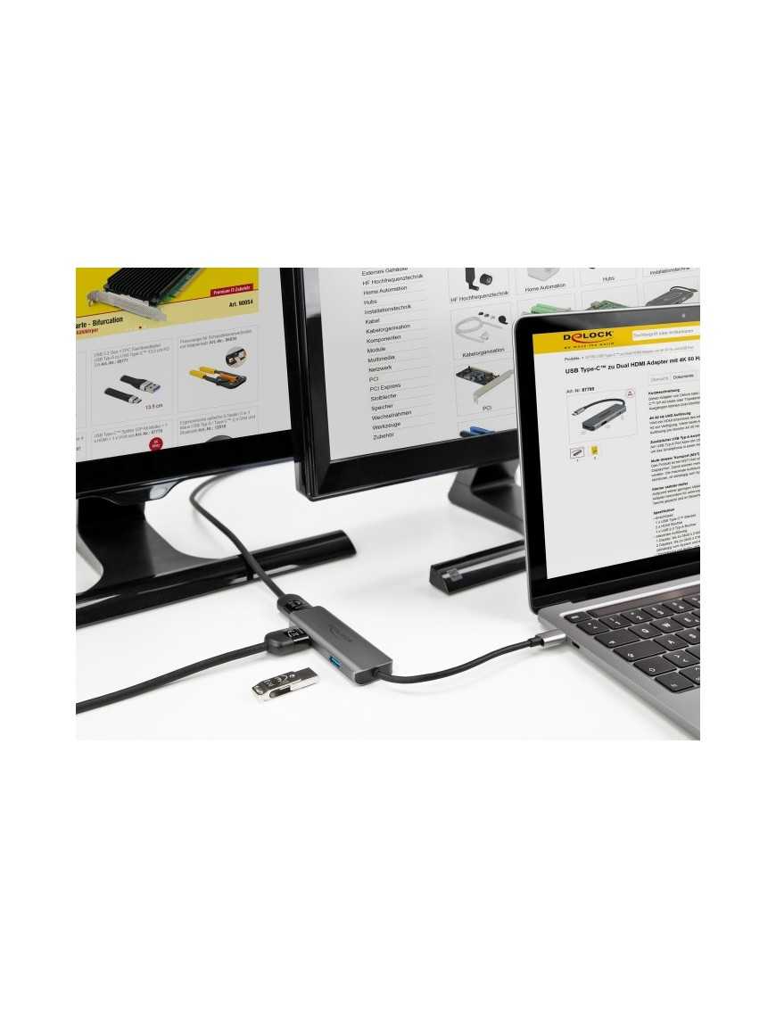 DELOCK docking station 87780, 3 θυρών, USB-C σύνδεση, 4K, MST, γκρι