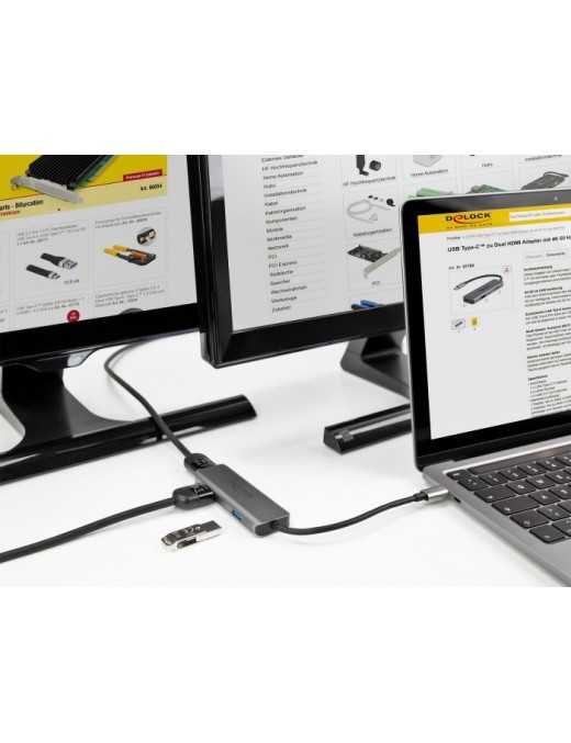 DELOCK docking station 87780, 3 θυρών, USB-C σύνδεση, 4K, MST, γκρι