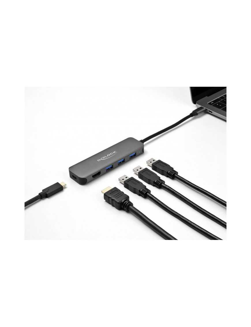 DELOCK docking station 64171, 5 θυρών, USB-C σύνδεση, 85W PD, 4K, γκρι