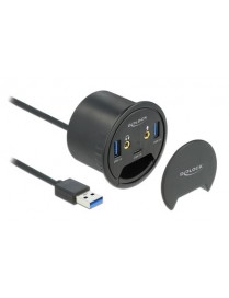 DELOCK USB hub 62794, 5x θυρών, 5Gbps, Φ60mm, USB σύνδεση, μαύρο