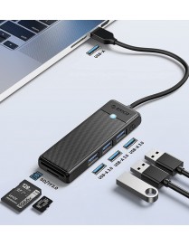 ORICO USB hub PAPW3AT-U3 με card reader, 5x θυρών, 5Gbps, USB, μαύρο