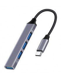 POWERTECH USB hub PT-1113, 4x θυρών, 5Gbps, USB-C σύνδεση, γκρι