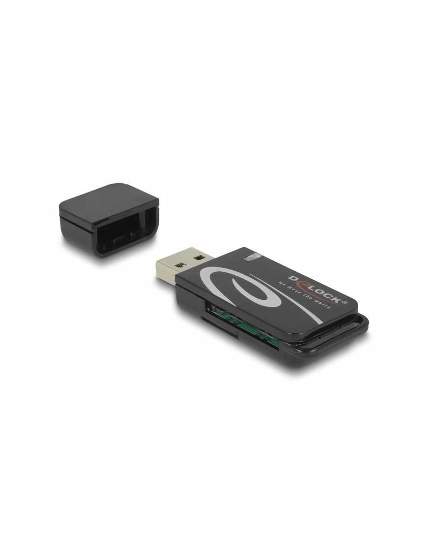 DELOCK card reader 91602 για SD & micro SD, USB, 480Mbps, μαύρο